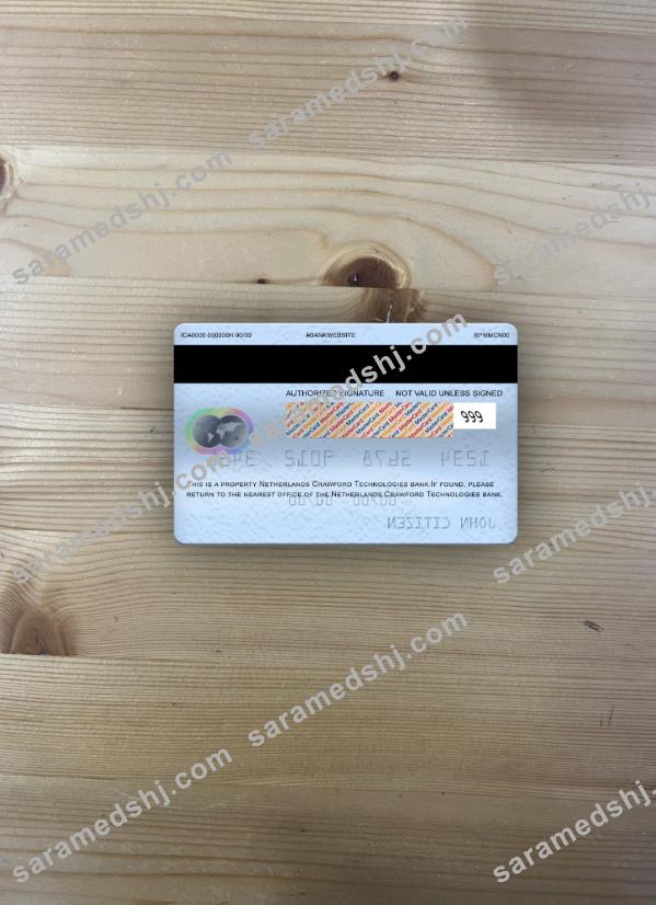 Netherlands (Holland) Crawford Technologies Bank mastercard photolook back
